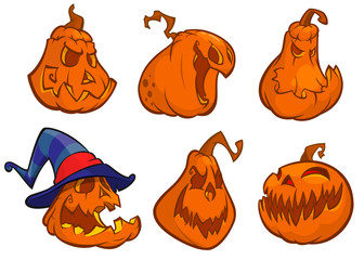 Halloween Pumpkins set. Vector cartoon illustration