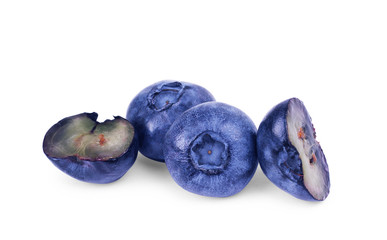 Stack of blueberries isolated on white with clipping path