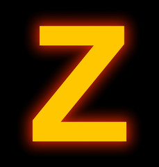 letter Z neon light full isolated on black