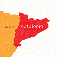 Referendum in Spain. Independent Catalonia. Map of Spain. A cloud of words. Vector illustration