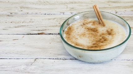 Rice with milk and cinnamon.