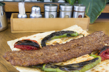 kebab plate on wooden table