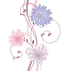 Floral pattern with flower chamomile. Element for design. Hand-drawing vector illustration.