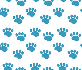 Fototapeta na wymiar Animal tracks seamless pattern. Dog paws traces repeating texture, endless background. Vector illustration