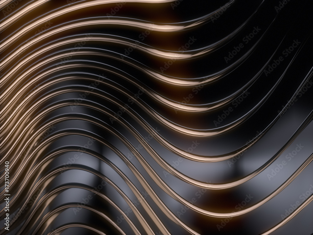 Poster Wave band abstract background surface 3d rendering