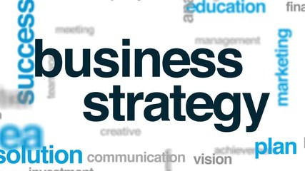 Business strategy animated word cloud, text design animation.
