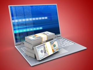 3d laptop and money