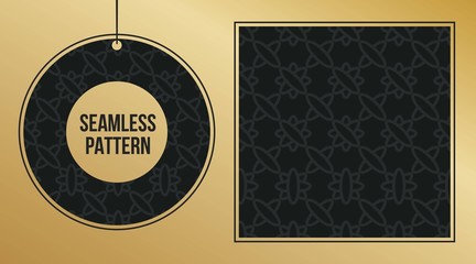 Abstract concept vector monochrome geometric pattern. Dark blue, gold minimal background. Creative illustration template. Seamless stylish texture. For wallpaper, surface, web design, textile, decor.