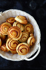 Cinnamon buns in basket