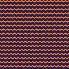 Abstract vector orange zig zag seamless pattern on the purple background. Halloween design.
