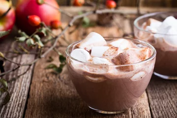 Crédence de cuisine en verre imprimé Chocolat Hot chocolate with marshmallows