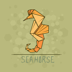 Vector illustration paper origami of sea Horse.