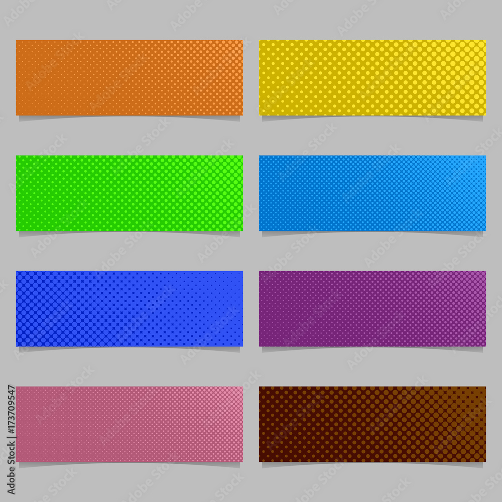 Poster computer generated halftone dot pattern banner background design set - horizontal rectangle vector i