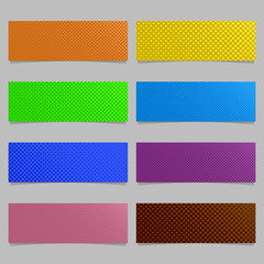 Computer generated halftone dot pattern banner background design set - horizontal rectangle vector illustrations with circles in varying sizes