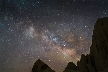 Milky Way over rock formations in Joshua Tree National Park