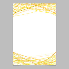 Brochure template with random arched stripes in yellow tones at top and bottom - blank vector illustration on white background