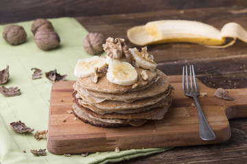Pancakes with nuts and banana