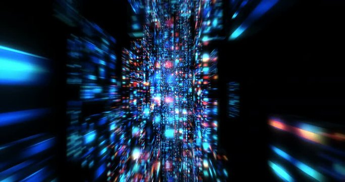 3D Futuristic abstract background. Motion graphic for abstract data center, server, internet, speed. Loop at 4K resolution.