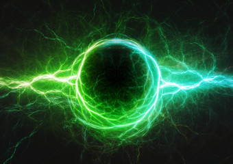 Blue and green lightning, plasma and electric power