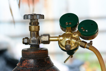 the oxygen tank and brass valve  for medical and industry