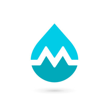 Letter M water drop logo icon design template elements