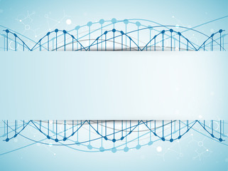 Science template, wallpaper or banner with a DNA molecules.