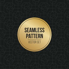 Abstract concept vector monochrome geometric pattern. Dark blue, gold minimal background. Creative illustration template. Seamless stylish texture. For wallpaper, surface, web design, textile, decor.