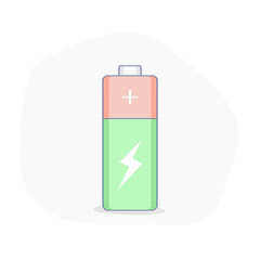 Battery, Electricity Charge technology and Energy Accumulator vector illustration. Flat outline icon concept of Power, Loader bar.