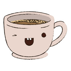 cup of coffee with handle colorful kawaii blurred silhouette