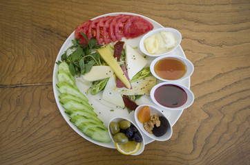 breakfast plate on wooden table