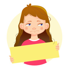 Girl holding blank poster