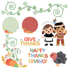 Thanksgiving Autumn Swirl Design Elements