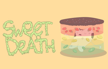 The cake attacks the tooth