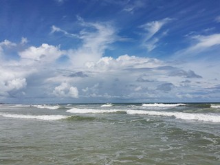 Fototapeta na wymiar Beautiful ocean and sky view in Atlantic coast of North Florida 