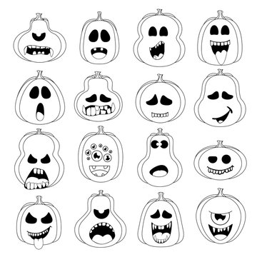Emoji pumpkin set for Halloween.