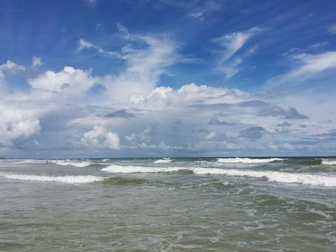 Beautiful ocean and sky view on the beach in Atlantic coast of North Florida 