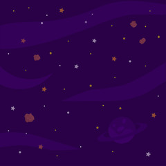 Obraz na płótnie Canvas Space background with planet, starry sky Vector illustration