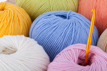 Colorful wool yarn balls