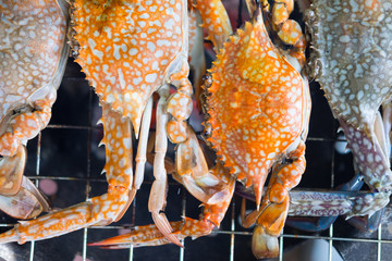 Cooked crab on the barbecue