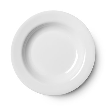 Simple circular porcelain plate with clipping path