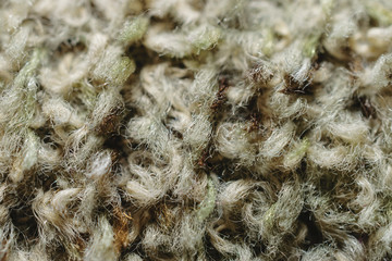 Extreme Close-Up Of Faded Olive Green Fibers Woven In Pattern