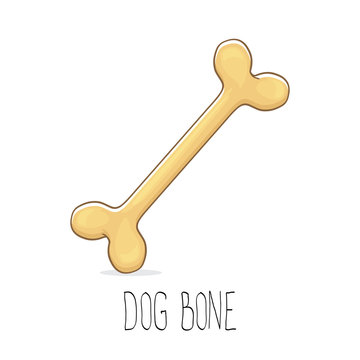 vector funny cartoon cute brown dog bone