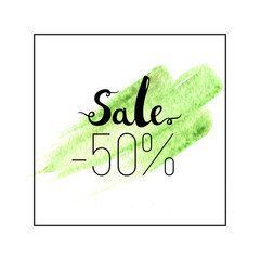 Sale lettering. 50 percent off.