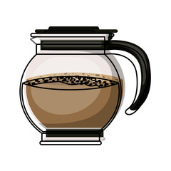 rounded glass jar recipient of coffee with handle colorful watercolor silhouette
