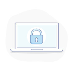 Laptop with lock, padlock on the display, security, personal access, user authorization, login form icon, internet protection