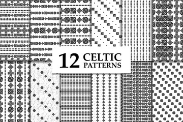 Fototapeta premium Celtic knot seamless pattern set