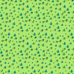 Seamless pattern with isometric trees