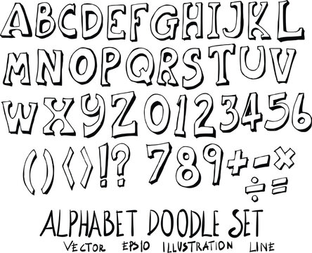 Set of font doodle illustration Hand drawn Sketch line vector eps10