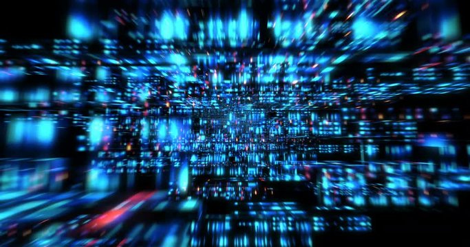 3D Futuristic abstract background. Motion graphic for abstract data center, server, internet, speed. Loop at 4K resolution.