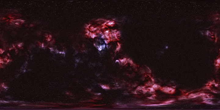 Deep space, stars and nebula, 360 degrees panorama, HDRI high resolution environment map